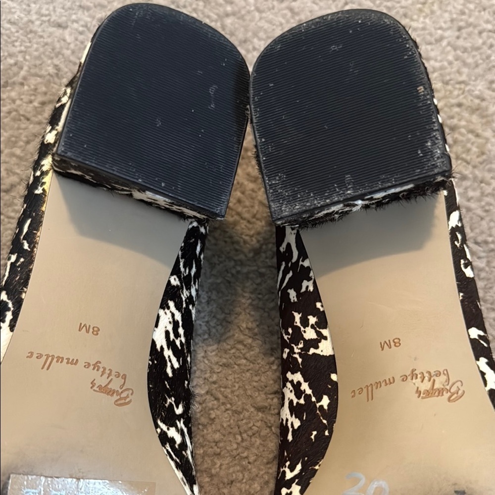 Bettye Muller Black and White Calve Hair Heels with Striking Pattern - Picture 7 of 10